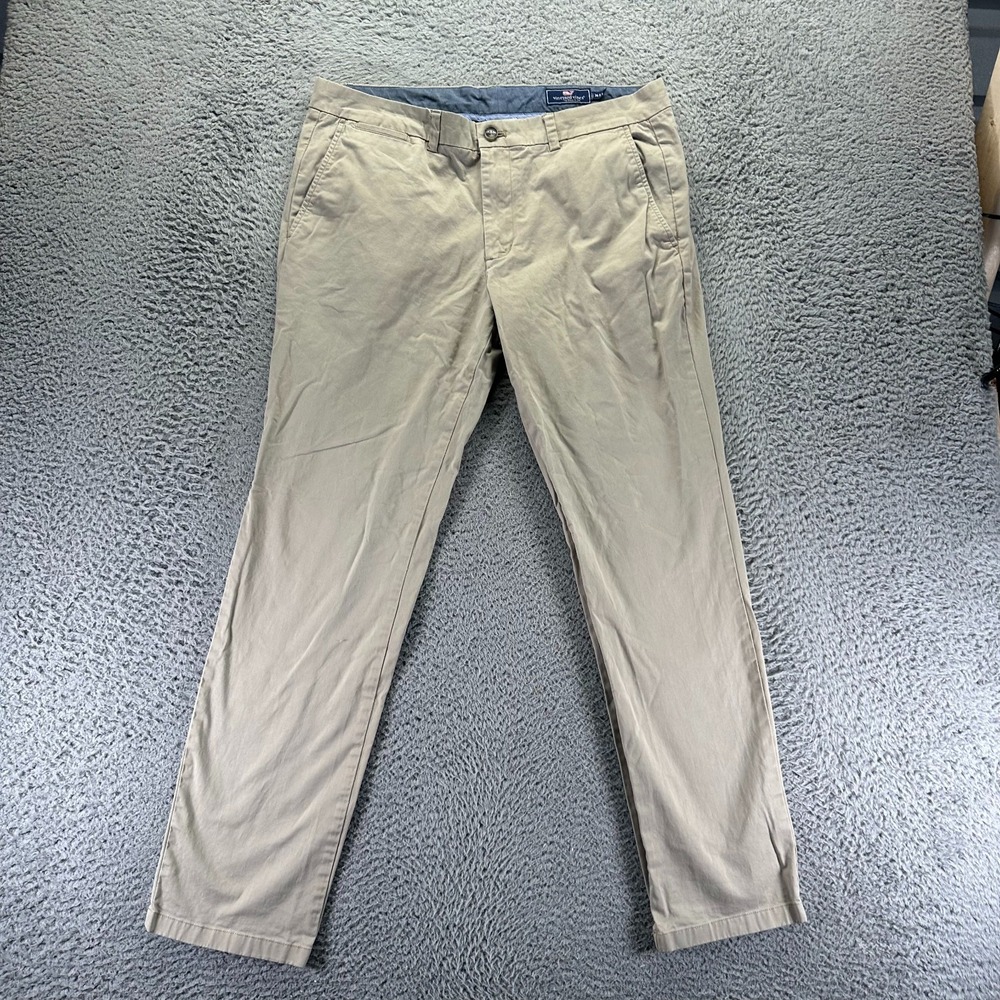 Vineyard Vines Breaker Pant Mens 36x30 Beige Cotton Chino Straight Preppy Office